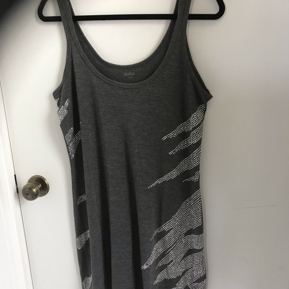 Haiku Gray Sleeveless Dress with Abstract Design